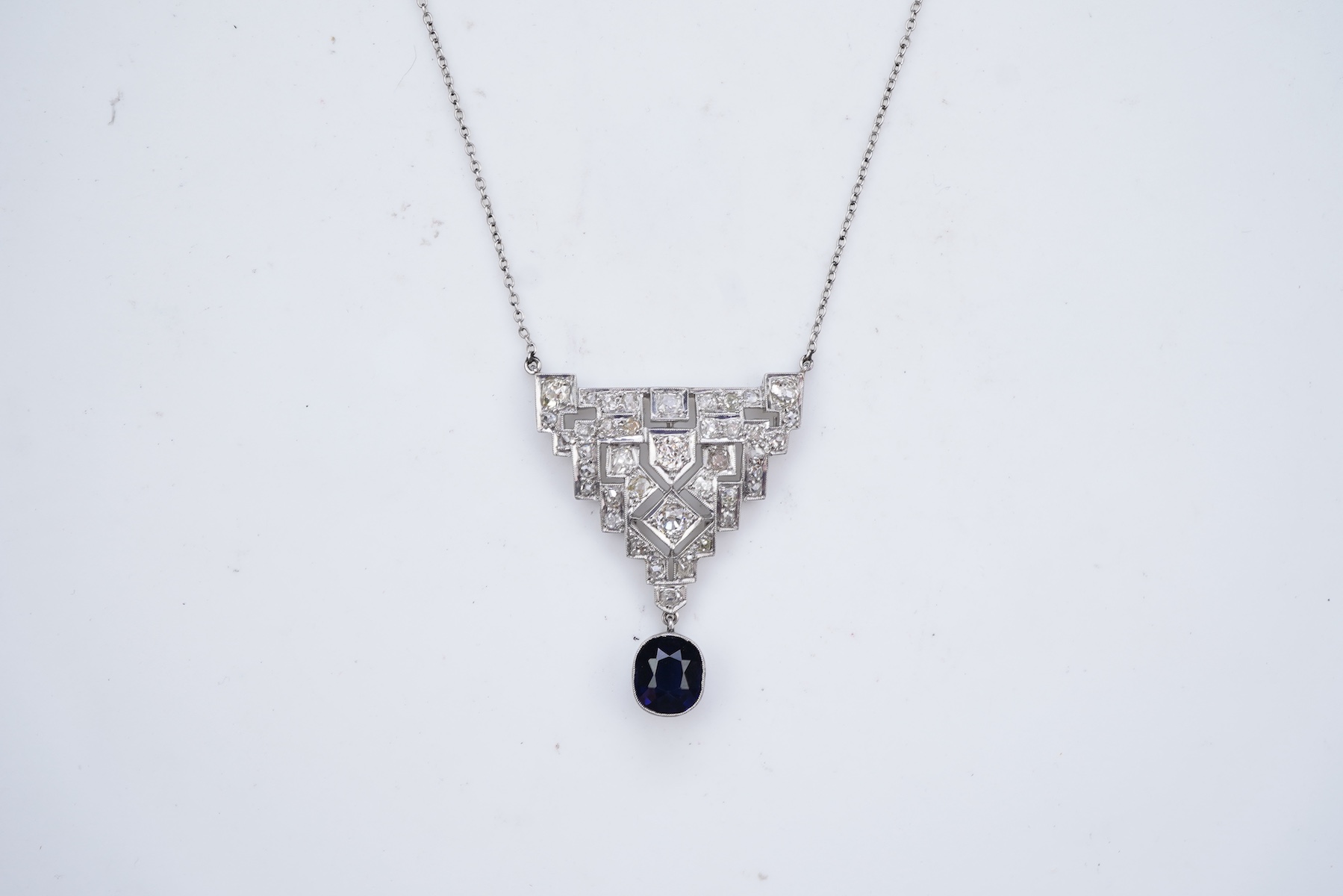 An Art Deco diamond pendant, 1930s and later